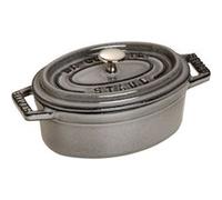 STAUB Mini Cocotte en Fonte Émaillée avec Couvercle, Tous feux dont induction, 1 personne, Ovale, 11 cm, 0,25 L, 1 kg, Gris Graphite