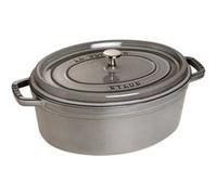 Cocotte en fonte ovale gris graphite 31 cm avec couvercle à bouton laiton