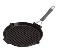 - 1202023 - Gril Rond avec manche en silicone - Noir - 27 cm