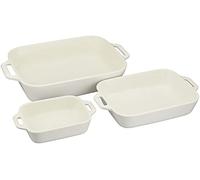 Staub 40508-165 Plat rectangulaire 14 x 11 / 20 x 16 / 27 x 20 cm Lot de 3 pièces Ivoire