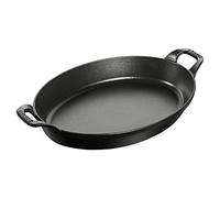 Staub 40508-283-0 Plat Empilable Oval Plat À Four En Fonte Noir Mat 44, 7x28, 5x7, 7 Cm Noir