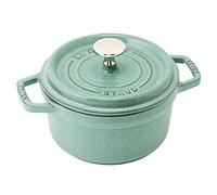 Staub 40508-400 Pico Cocotte Rond, vert sauge, 16 cm, petit faitout émaillé moulé, compatible induction, produit japonais authentique avec numéro de série inclus