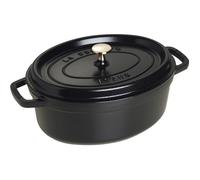 Cocotte en fonte ovale noire 31 cm avec couvercle à bouton laiton