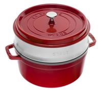 STAUB 405106010 - Cocotte ronde avec panier vapeur - Ø 26 cm - Cerise