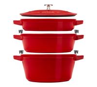 STAUB La Cocotte Set de 3 casseroles rondes en fonte cerise rouge