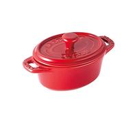 staub Ceramic Cocotte Oval 40511-869 Lot de 2 mini cocottes ovales en céramique résistant à la chaleur Passe au micro-ondes Cerise 11 cm