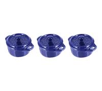 Staub Ceramics Dutch Oven 3 pi ces Mini Round Cocotte Bleu fonc