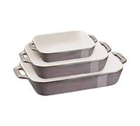 Staub Ceramique Lot de 3 moules rectangulaires en céramique Gris antique