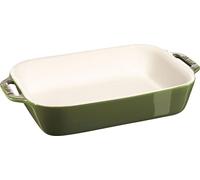 Staub Céramique plat à four boîte cadeau 32 x 6 x 20,9 cm, Ø 27 cm rectangulaire vert basilic