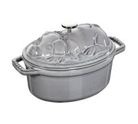 Staub Formes spéciales Cocotte couvercle de cochon 17 cm, Ovale, Gris graphite, Fonte