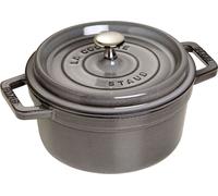STAUB - Cocotte avec couvercle - 20 cm diametre - 2.2 L - ronde - noir mat, gris graphite