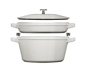 Staub - COCOTTE EMPILABLE ENSEMBLE DE CASSEROLES 2-PCS, FONTE TRUFFE BLANCHE - STAUB
