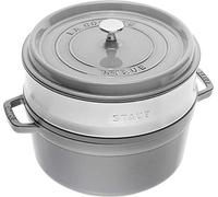 Staub cocotte 26cm, 5,2L, grise avec panier vapeur