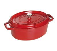 STAUB Cocotte en Fonte Émaillée avec Couvercle, Tous feux dont induction, 2 personnes, Ovale, 23 cm, 2,35 L, 3,9 kg, Cerise