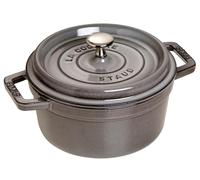 STAUB Cocotte en Fonte Émaillée avec Couvercle, Tous feux dont induction, 2 personnes, Ronde, 20 cm, 2,20 L, 4,2 kg, Gris Graphite