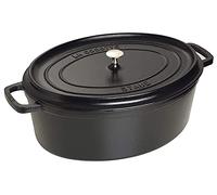 Cocotte en fonte ovale noire 31 cm avec couvercle à bouton laiton