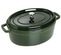 STAUB Cocotte en Fonte Émaillée avec Couvercle, Tous feux dont induction, 6 à 7 personnes, Ovale, 33 cm, 6,70 L, 8,2 kg, Vert/Basilic