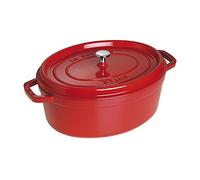 STAUB Cocotte en Fonte Émaillée avec Couvercle, Tous feux dont induction, 6 à 7 personnes, Ovale, 33 cm, 6,70 L, 8,2 kg, Cerise
