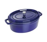 STAUB Cocotte en Fonte Émaillée avec Couvercle, Tous feux dont induction, 6 à 7 personnes, Ovale, 33 cm, 6,70 L, 8,2 kg, Bleu Intense