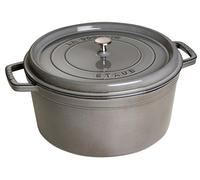 STAUB Cocotte en Fonte Émaillée avec Couvercle, Tous feux dont induction, 7 à 8 personnes, Ronde, 30 cm, 8,34 L, 8,9 kg, Gris Graphite