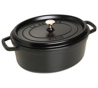 STAUB Cocotte en Fonte Ovale 37 cm, 8 L, Noire, Induction | Couvercle à picots avec système d’auto-arrosage, compatible tous feux et four, fabriquée en France