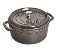STAUB Cocotte en Fonte Ronde 26 cm, 5,25 L, Gris graphite, Induction | Couvercle à picots avec système d’auto-arrosage, compatible tous feux et four, fabriquée en France
