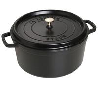 STAUB Cocotte en Fonte Ronde 30 cm, 8,35 L, Noire, Induction | Couvercle à picots avec système d’auto-arrosage, compatible tous feux et four, fabriquée en France
