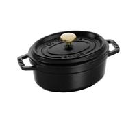 STAUB Cocotte en Fonte Émaillée avec Couvercle, Tous feux dont induction, 1 personne, Ovale, 15 cm, 0,60 L, 1,7 kg, Noir Mat