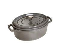 Cocotte en fonte ovale gris graphite 31 cm avec couvercle à bouton laiton