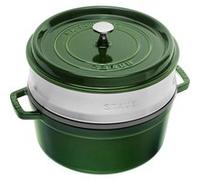 Staub La Cocotte avec panier vapeur 26 cm, Rond(e), Basilic, Fonte