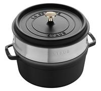 Staub La Cocotte avec panier vapeur 26 cm, Rond(e), Noir mat, Fonte