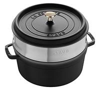 Staub Cocotte ronde 24 cm avec panier vapeur Noir
