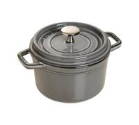 STAUB Cocotte en Fonte Émaillée avec Couvercle, Tous feux dont induction, 1 à 2 personnes, Ronde, 16 cm, 1,20 L, 2,7 kg, Gris Graphite