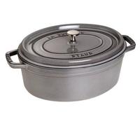 Cocotte en fonte ovale gris graphite 31 cm avec couvercle à bouton laiton