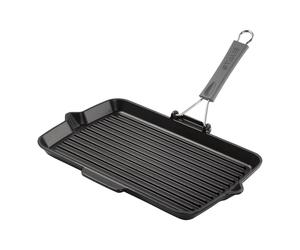 Staub Grils Gril avec bec verseur 34 cm, Fonte, Noir mat