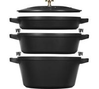 Staub Kochtopfset, 3-tlg | rund | Gusseisen | Schwarz