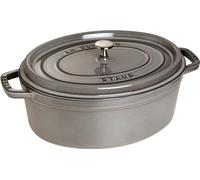 Cocotte en fonte ovale gris graphite 33 cm avec couvercle à bouton laiton