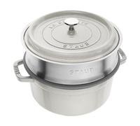 Staub La Cocotte Cocotte avec panier vapeur 24 cm, Rond(e), Truffe blanche, Fonte