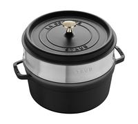 Staub La Cocotte Cocotte avec panier vapeur 26 cm, Rond(e), Noir mat, Fonte