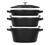 STAUB Ensemble de casseroles et poêles empilables Staub 5 pièces Noir
