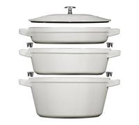 Staub Ensemble de casseroles et poêles empilables 5 pièces Truffe blanche