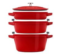 STAUB La Cocotte Set de 3 casseroles rondes en fonte cerise rouge