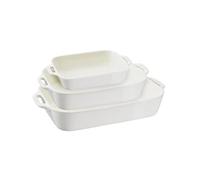 Staub Lot de 3 plats à gratin en céramique 20×16/27×20/34×24 cm Blanc ivoire