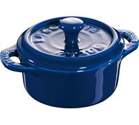 STAUB Mini-cocotte en céramique, ronde, avec couvercle, contenu : 0,20 litre, bleu