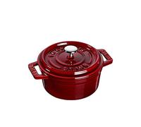 STAUB Mini Cocotte en Fonte Émaillée avec Couvercle, Tous feux dont induction, 1 personne, Ronde, 10 cm, 0,25 L, 1 kg, Grenadine