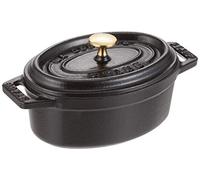 Staub Mini cocotte en fonte émaillée ovale 11 cm 0,25 L avec couvercle 1 personne Noir mat induction