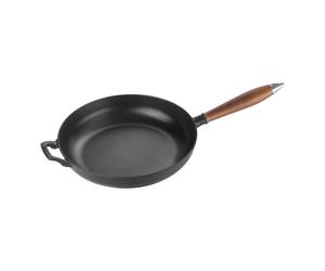 Staub Pans Poêle avec poignée en bois 28 cm, Fonte, Noir mat