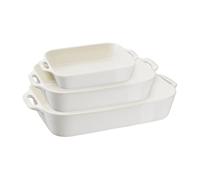 Staub Lot de 3 plats à gratin en céramique 20×16/27×20/34×24 cm Blanc ivoire