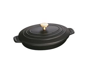 STAUB Plat à gratin Staub fonte avec couvercle ovale 23 cm Noir