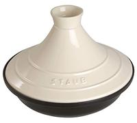 Staub Plat à tajine en fonte – Couvercle céramique – Ø 28 cm – Crème